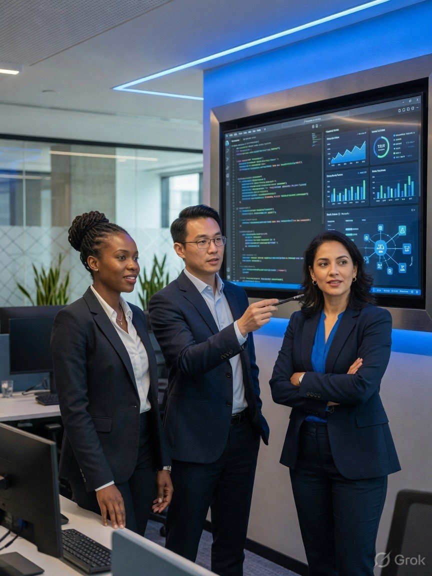 Moondream technology consultants reviewing software and analytics systems